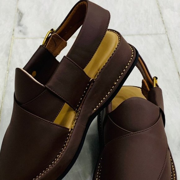 Premium Quality Dark Brown Shoes, Peshawar Zalmi Pure Handmade Chappal - Picture 10 of 11